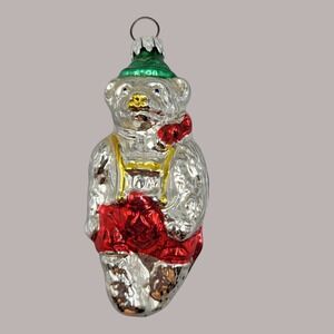 Vintage Mercury Blown Glass Teddy Bear Christmas Tree Ornament  West Germany